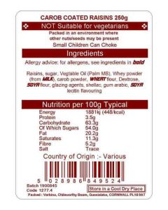CAROB RAISINS 250G
