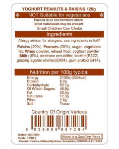 YOGHURT PEANUTS  & RAISINS 125G