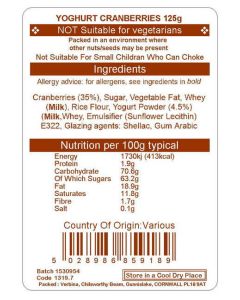 YOGHURT CRANBERRIES 125G