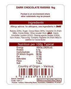 DARK CHOCOLATE RAISINS 1KG