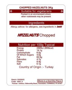 HAZELNUTS CHOPPED 3KG
