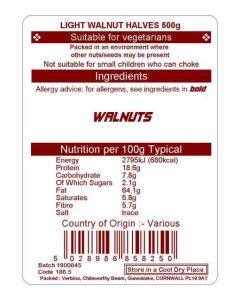 WALNUT HALVES LIGHT AMBER 500G