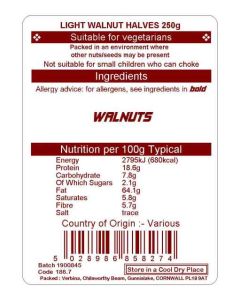 WALNUT HALVES LIGHT AMBER 250G
