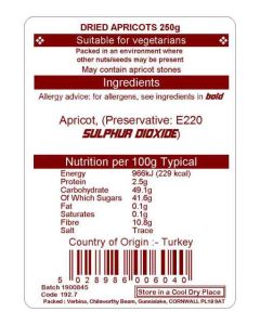 APRICOTS WHOLE 250G