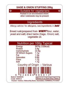 SAGE & ONION STUFFING  250G