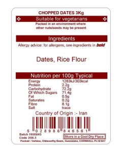 DATES CHOPPED 3KG