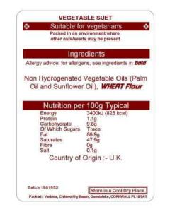 VEGETABLE SUET NON HYDROGENATED 12.5KG