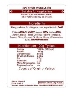 33% FRUIT MUESLI 3KG