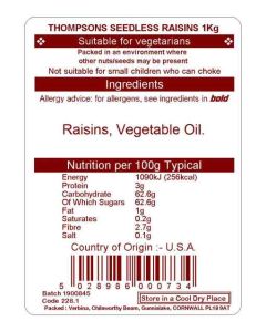 RAISINS 1KG  (THOMPSONS)