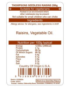RAISINS 250G  (THOMPSONS)