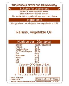 RAISINS  500G  (THOMPSONS)