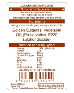GOLDEN SULTANAS 250G