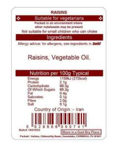 RAISINS (AFGAN/IRAN/TURKEY) 12.5KG