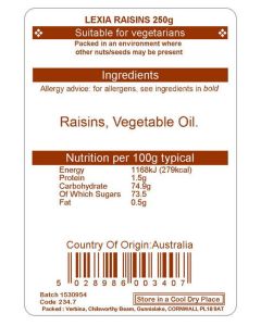 LEXIA RAISINS 250G