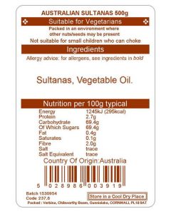 SULTANAS AUSTRALIAN 5 CROWN 500G
