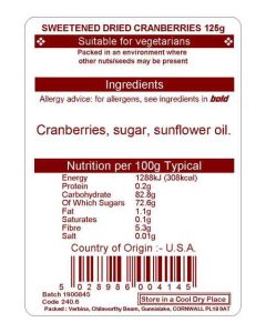 CRANBERRIES  125G