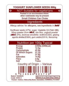 YOGHURT SUNFLOWER SEEDS 500G