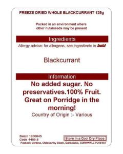 FREEZE DRIED BLACKCURRANT  125G