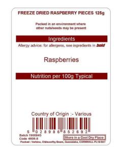 FREEZE DRIED RASPBERRY PIECES 125G