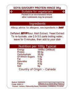 SOYA PROTEIN SAVOURY MINCE   3KG