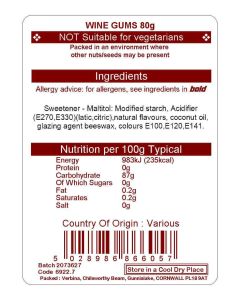 WINE GUMS SUGAR FREE 80G