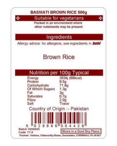 BROWN BASMATI RICE 500G