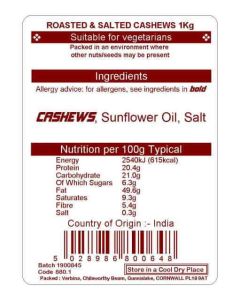 CASHEWS R&S KG 1KG