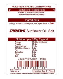 CASHEWS R&S 500G