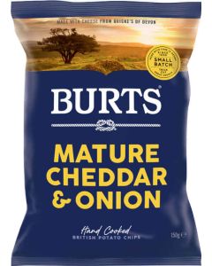 BURTS VINTAGE CHEDDAR & ONION 10 X 150G (YELLOW)