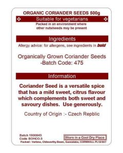 CORIANDER SEED 500G(ORGANIC)