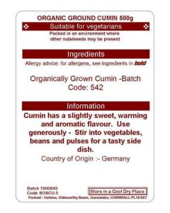 CUMIN GROUND 500G(ORGANIC)