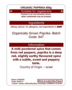 PAPRIKA 500G(ORGANIC)