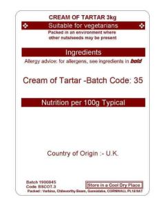 CREAM OF TARTAR 3KG