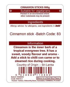 CINNAMON STICKS 500G