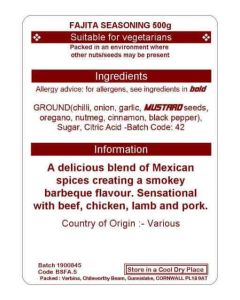 FAJITA SEASONING    500G