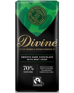 DIVINE 70% DARK CHOCOLATE WITH MINT CRISP 15X90G