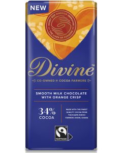 DIVINE 34% MILK CHOCOLATE WITH ORANGE CRISP 15X90G