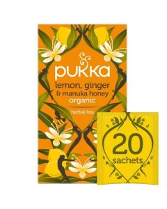 PUKKA LEMON GINGER & MANUKA HONEY TEA BAGS 4 X 20