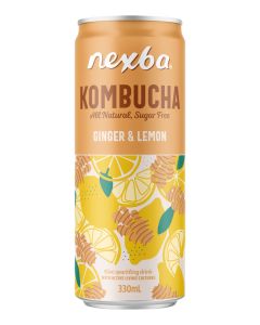 NEXBA KOMBUCHA GINGER & LEMON CAN 12X330ML