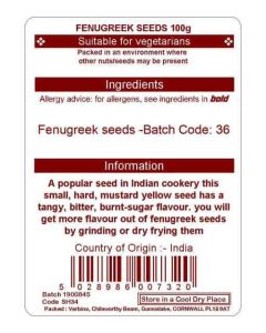 FENUGREEK SEEDS 100G