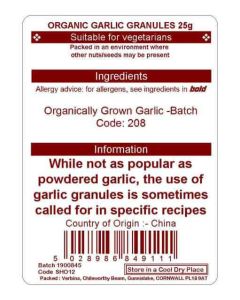 GARLIC GRANULES 25G (ORGANIC)