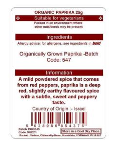 PAPRIKA 25G (ORGANIC)