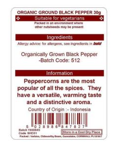 PEPPER BLACK POWDER 30G (ORGANIC)