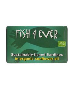 FISH 4 EVER WHOLE MSC SARDINES IN ORGANIC SUNFLOWER OIL 120G X 1