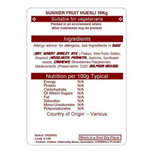 SUMMERFRUITS MUESLI 10KG