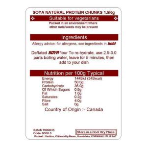 SOYA PROTEIN NATURAL CHUNKS 3KG