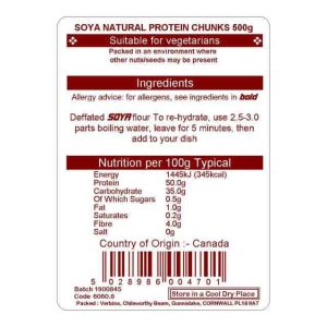 SOYA PROTEIN NATURAL CHUNKS 500G