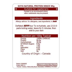 SOYA PROTEIN NATURAL MINCE 3KG