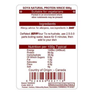 SOYA PROTEIN NATURAL MINCE 500G
