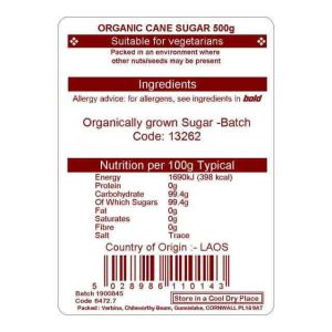 CANE SUGAR ORG 500G